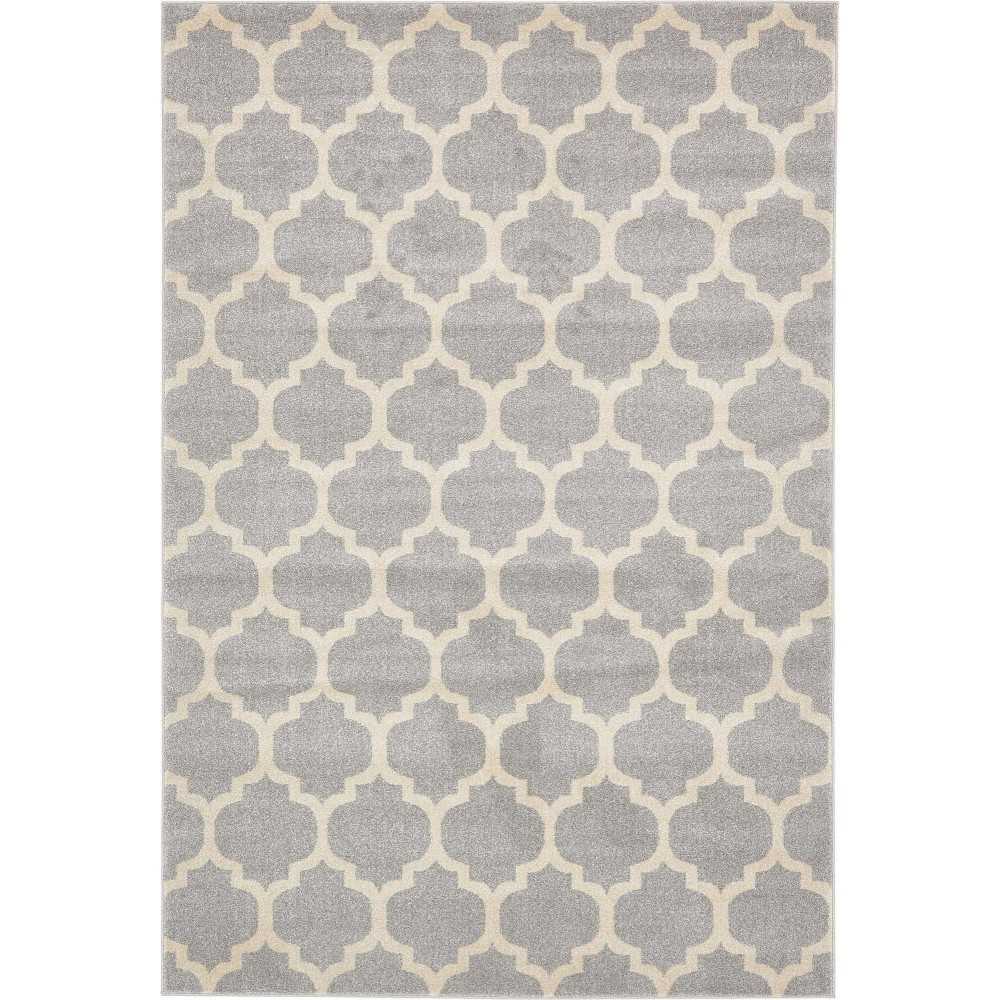 Rug Unique Loom Trellis Light Gray Rectangular 6' 0 x 9' 0