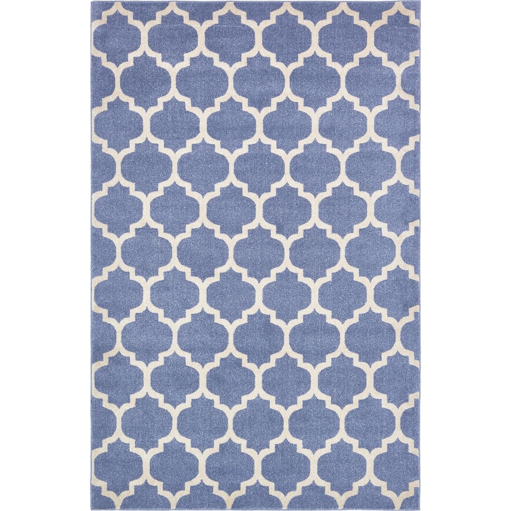 Rug Unique Loom Trellis Blue Rectangular 6' 0 x 9' 0