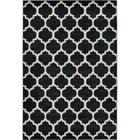 Rug Unique Loom Trellis Black Rectangular 6' 0 x 9' 0