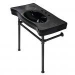 Fauceture Imperial Console Sink Basin with Stainless Steel Leg, Black/Oil Rubbed Bronze