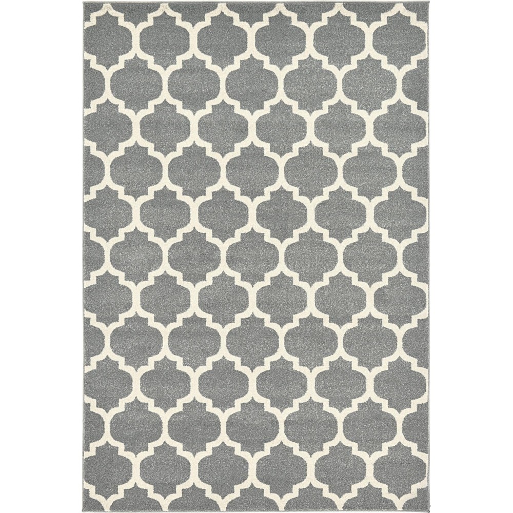 Rug Unique Loom Trellis Gray Rectangular 6' 0 x 9' 0