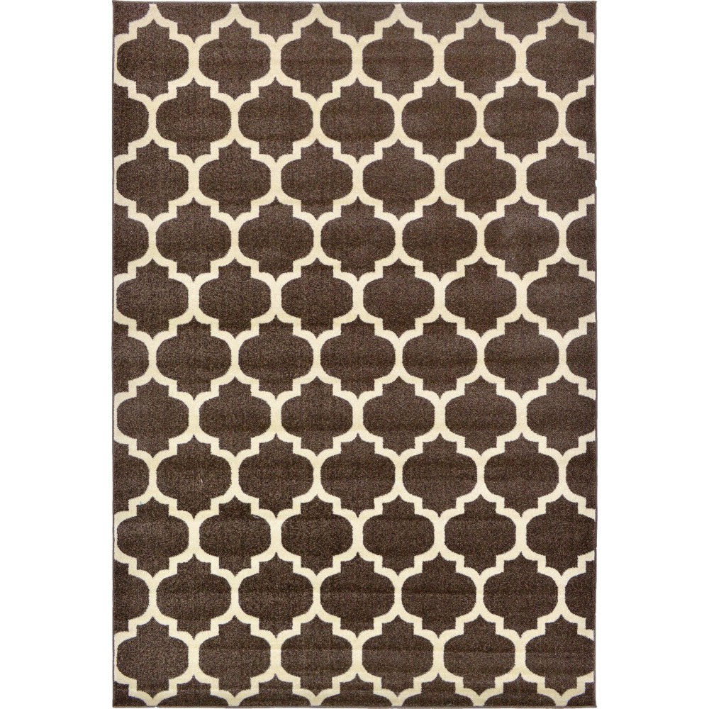 Rug Unique Loom Trellis Dark Brown/Beige Rectangular 6' 0 x 9' 0