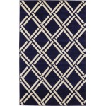 Rug Unique Loom Trellis Navy Blue Rectangular 5' 0 x 8' 0