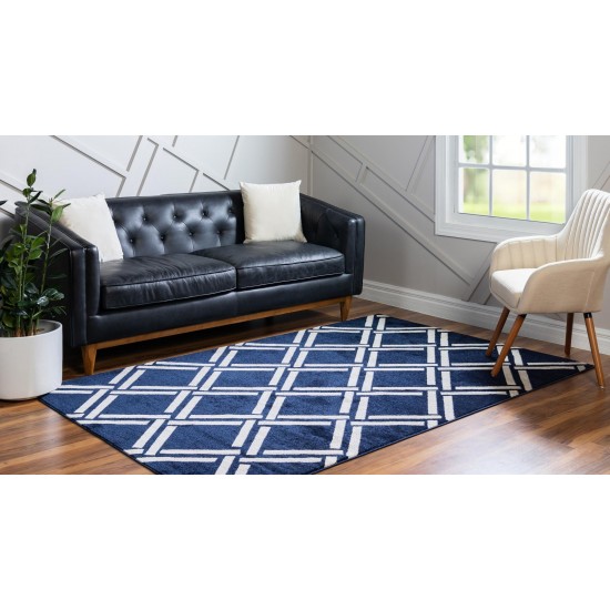 Rug Unique Loom Trellis Navy Blue Rectangular 5' 0 x 8' 0