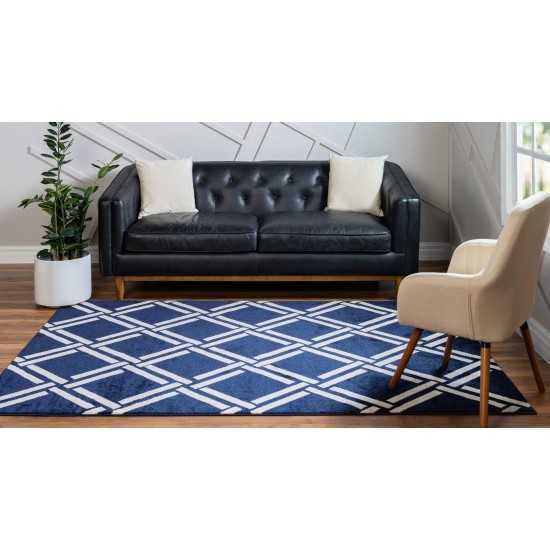 Rug Unique Loom Trellis Navy Blue Rectangular 5' 0 x 8' 0