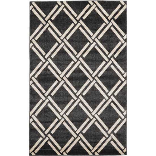 Rug Unique Loom Trellis Black Rectangular 5' 0 x 8' 0