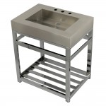 Fauceture 31" Stainless Steel Sink with Steel Console Sink Base, Brushed/Polished Chrome