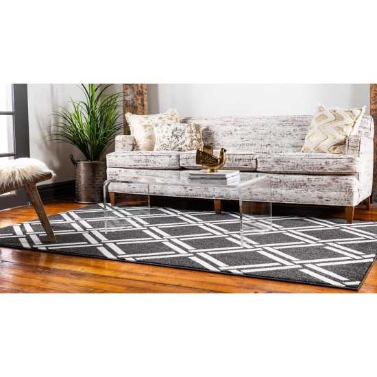 Rug Unique Loom Trellis Black Rectangular 5' 0 x 8' 0