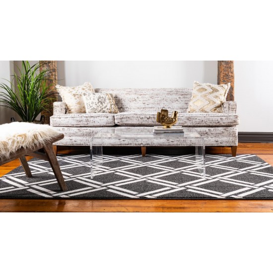 Rug Unique Loom Trellis Black Rectangular 5' 0 x 8' 0