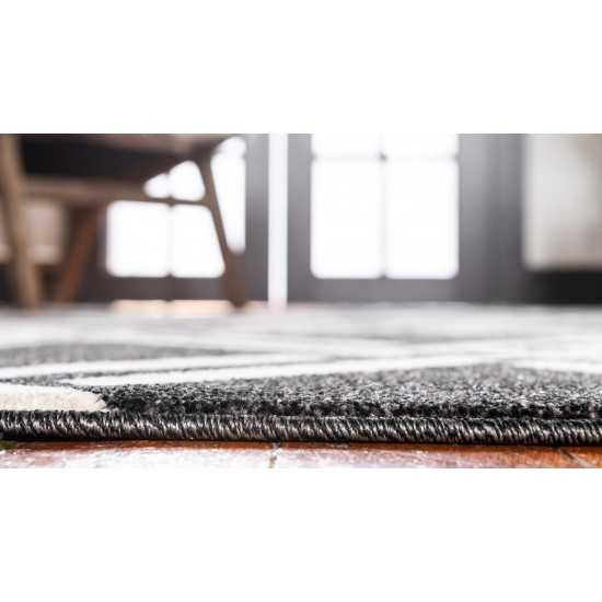 Rug Unique Loom Trellis Black Rectangular 5' 0 x 8' 0