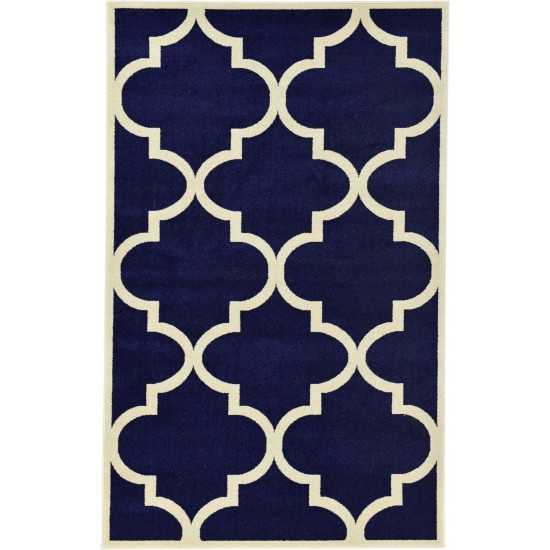 Rug Unique Loom Trellis Navy Blue Rectangular 5' 0 x 8' 0