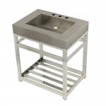 Fauceture 31" Stainless Steel Sink with Steel Console Sink Base, Brushed/Polished Nickel