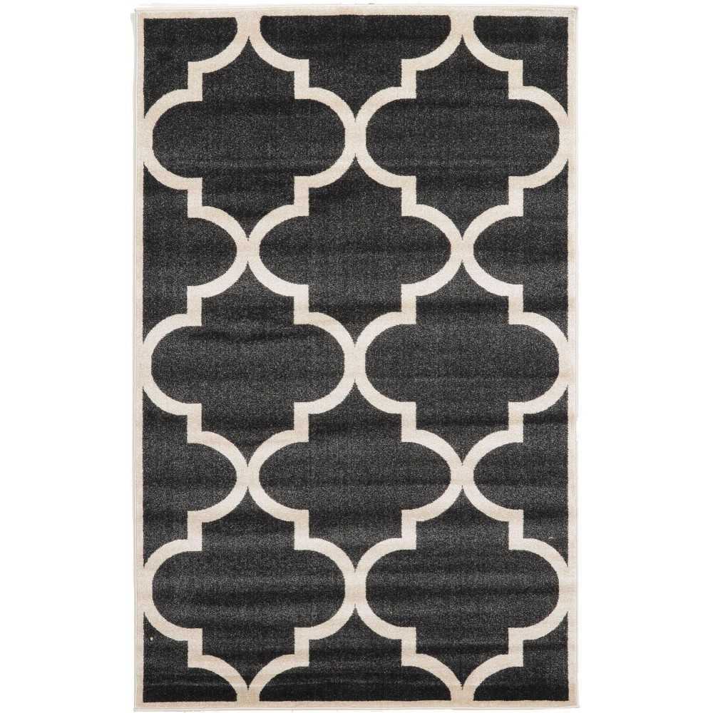 Rug Unique Loom Trellis Black Rectangular 5' 0 x 8' 0