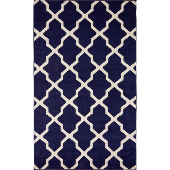 Rug Unique Loom Trellis Navy Blue Rectangular 5' 0 x 8' 0