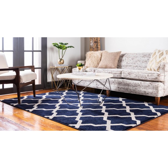 Rug Unique Loom Trellis Navy Blue Rectangular 5' 0 x 8' 0