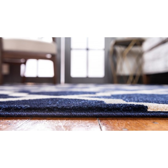 Rug Unique Loom Trellis Navy Blue Rectangular 5' 0 x 8' 0