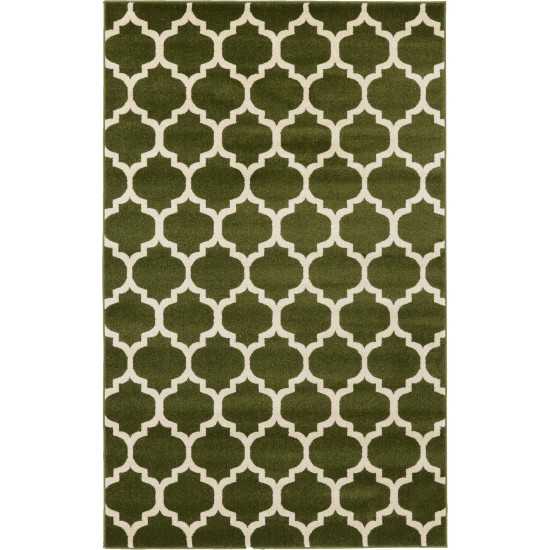 Rug Unique Loom Trellis Dark Green Rectangular 5' 0 x 8' 0