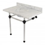 Templeton 36X22 Carrara Marble Vanity Top with Clear Acrylic Feet Combo, Carrara Marble/Matte Black