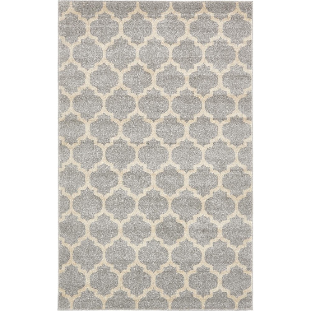 Rug Unique Loom Trellis Light Gray Rectangular 5' 0 x 8' 0