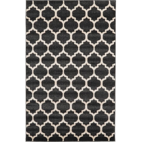 Rug Unique Loom Trellis Black Rectangular 5' 0 x 8' 0