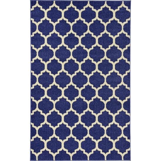 Rug Unique Loom Trellis Navy Blue Rectangular 5' 0 x 8' 0