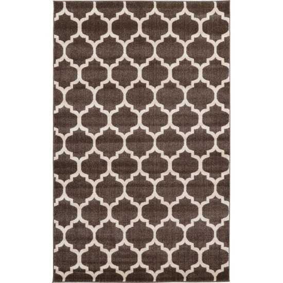 Rug Unique Loom Trellis Dark Brown/Beige Rectangular 5' 0 x 8' 0