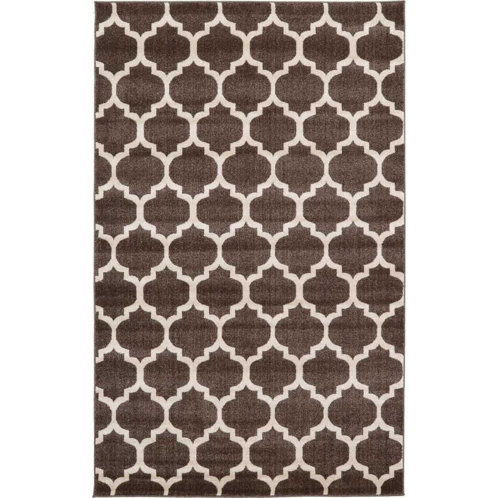 Rug Unique Loom Trellis Dark Brown/Beige Rectangular 5' 0 x 8' 0