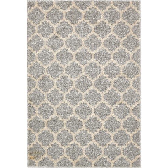 Rug Unique Loom Trellis Light Gray Rectangular 4' 0 x 6' 0