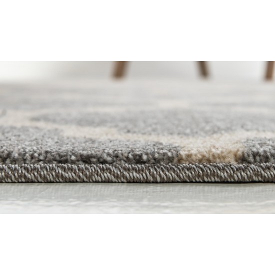 Rug Unique Loom Trellis Light Gray Rectangular 4' 0 x 6' 0