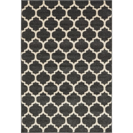 Rug Unique Loom Trellis Black Rectangular 4' 0 x 6' 0