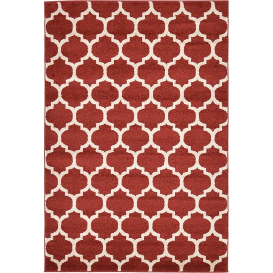 Rug Unique Loom Trellis Red Rectangular 4' 0 x 6' 0