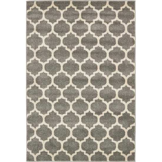 Rug Unique Loom Trellis Gray Rectangular 4' 0 x 6' 0