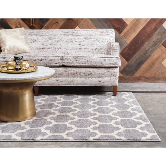 Rug Unique Loom Trellis Gray Rectangular 4' 0 x 6' 0