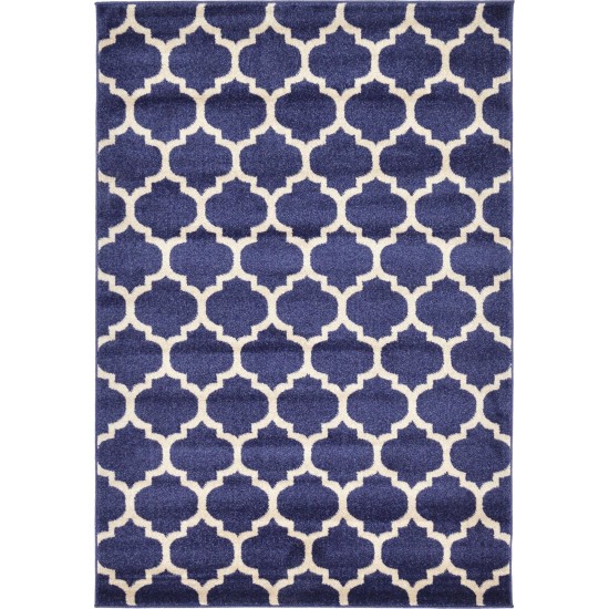 Rug Unique Loom Trellis Navy Blue Rectangular 4' 0 x 6' 0