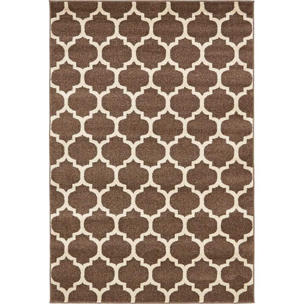 Rug Unique Loom Trellis Brown/Beige Rectangular 4' 0 x 6' 0