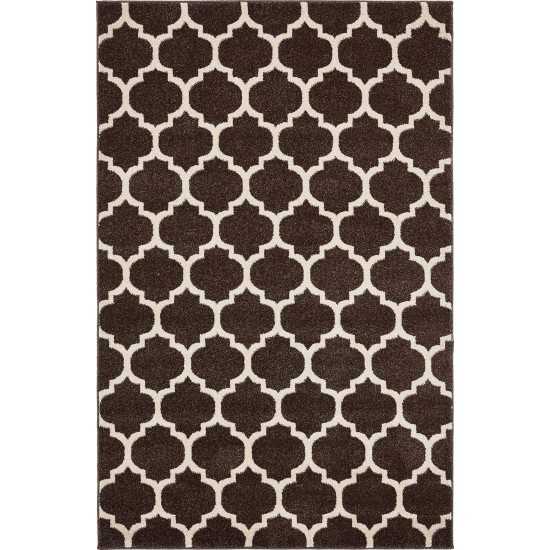 Rug Unique Loom Trellis Dark Brown/Beige Rectangular 4' 0 x 6' 0