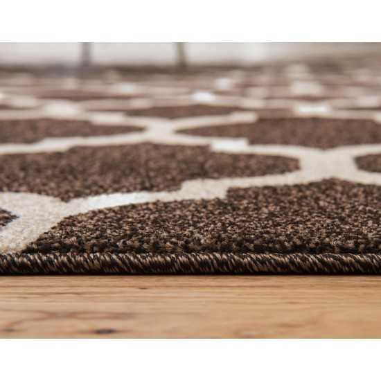 Rug Unique Loom Trellis Dark Brown/Beige Rectangular 4' 0 x 6' 0