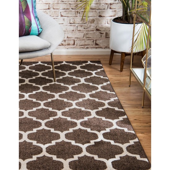 Rug Unique Loom Trellis Dark Brown/Beige Rectangular 4' 0 x 6' 0