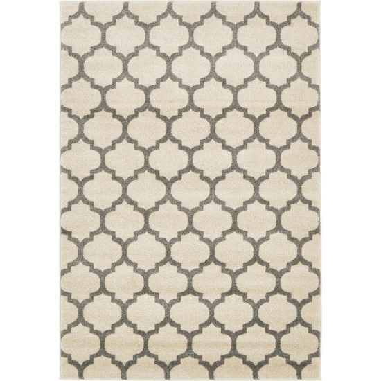 Rug Unique Loom Trellis Beige/Gray Rectangular 4' 0 x 6' 0