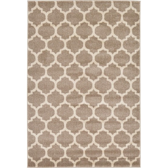 Rug Unique Loom Trellis Light Brown Rectangular 4' 0 x 6' 0