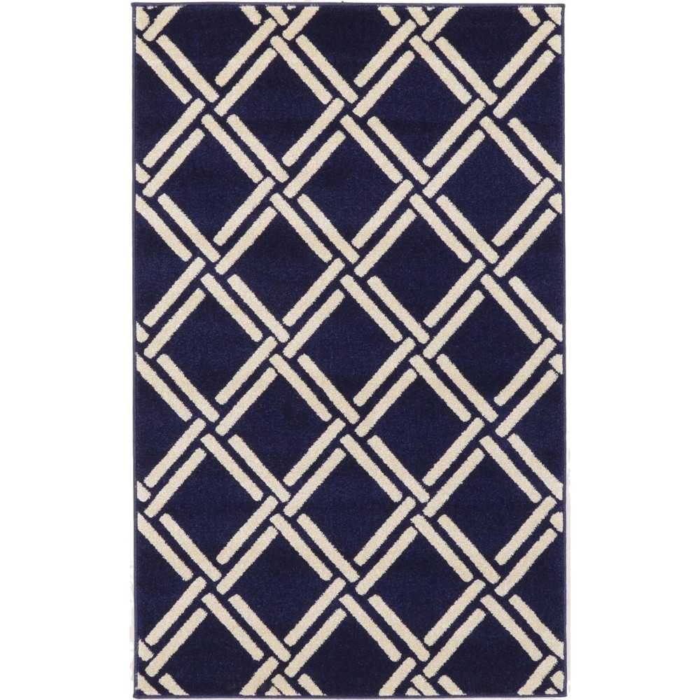 Rug Unique Loom Trellis Navy Blue Rectangular 3' 3 x 5' 3