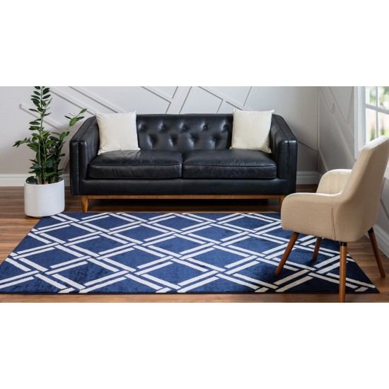 Rug Unique Loom Trellis Navy Blue Rectangular 3' 3 x 5' 3