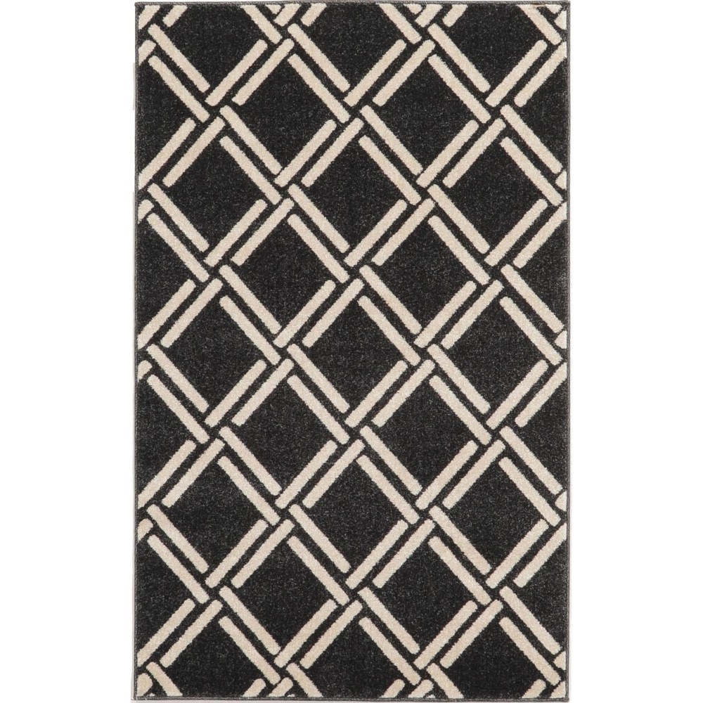 Rug Unique Loom Trellis Black Rectangular 3' 3 x 5' 3