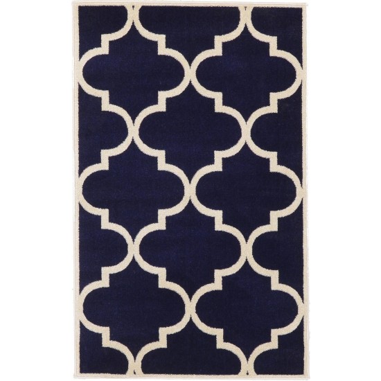 Rug Unique Loom Trellis Navy Blue Rectangular 3' 3 x 5' 3