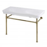 Fauceture Imperial 47-Inch Double Bowl Console Sink with Stainless Steel Leg, Polished Brass