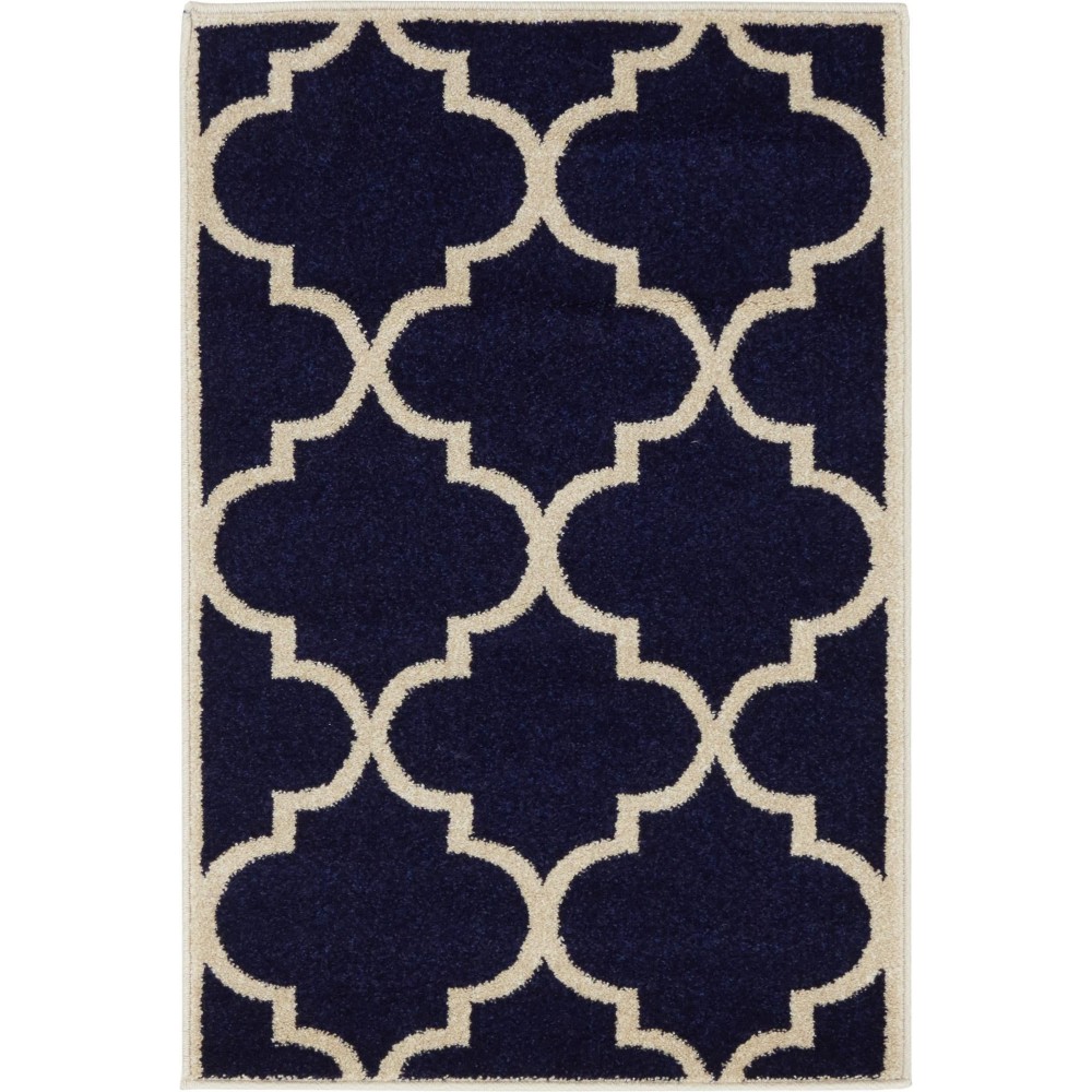 Rug Unique Loom Trellis Navy Blue Rectangular 2' 2 x 3' 0