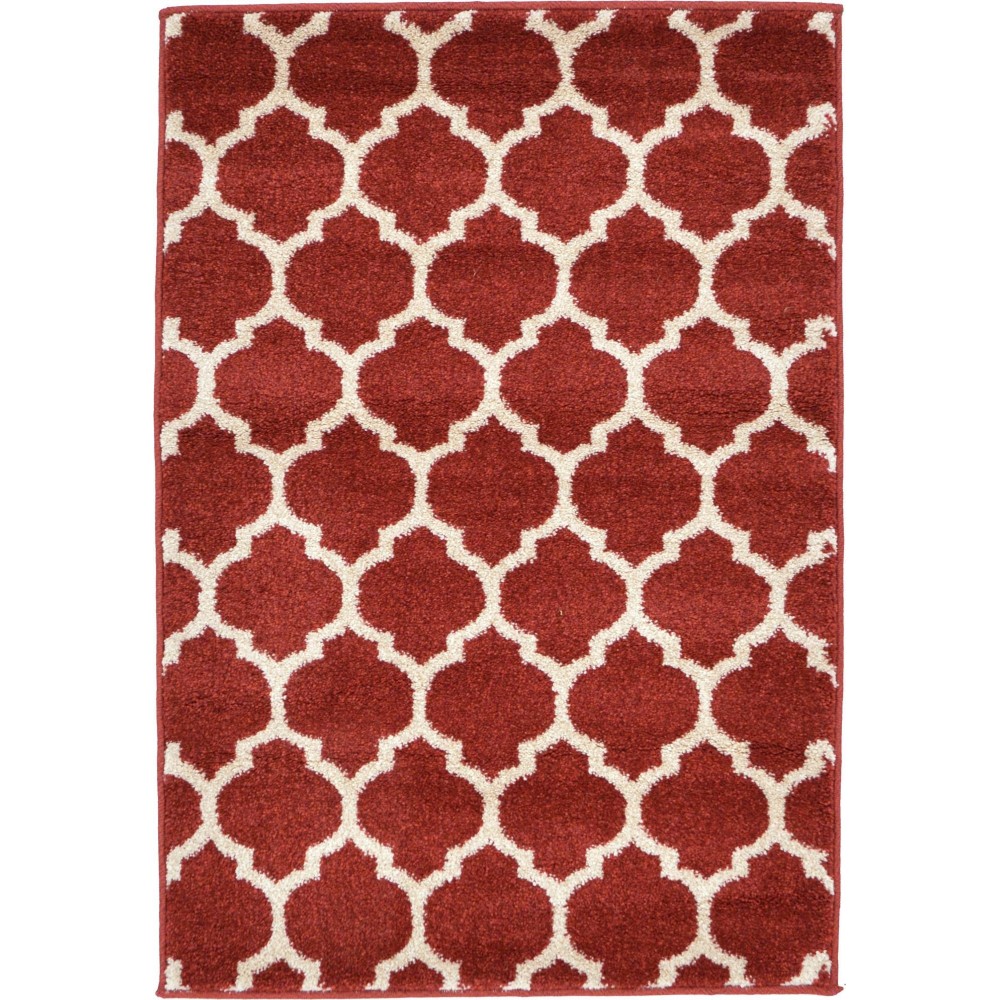 Rug Unique Loom Trellis Red Rectangular 2' 2 x 3' 0 Rug Unique Loom Trellis Red Rectangular 2' 2 x 3' 0