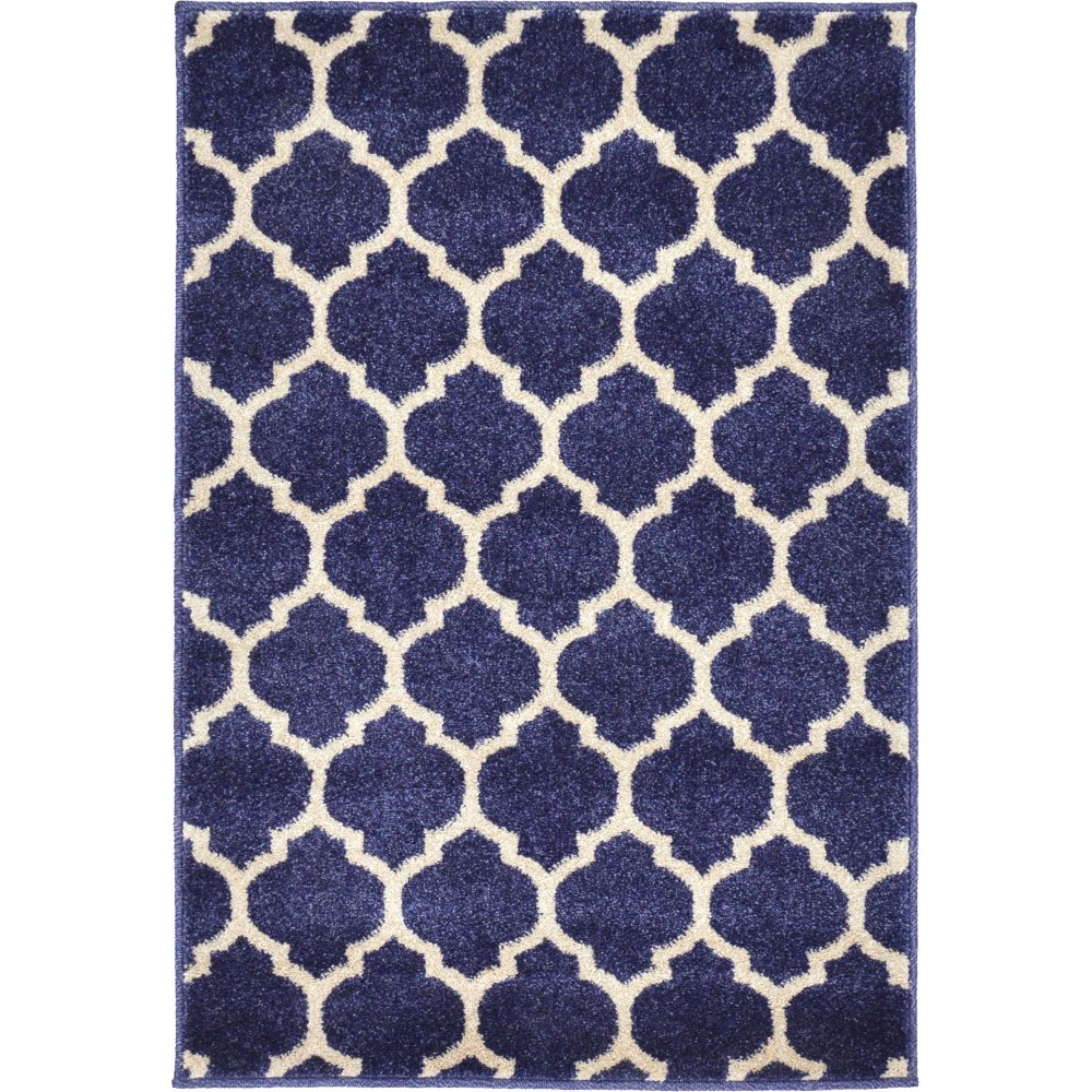 Rug Unique Loom Trellis Navy Blue Rectangular 2' 2 x 3' 0