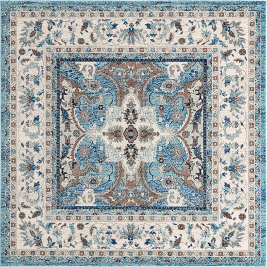 Rug Unique Loom Tradition Light Blue/Ivory Square 8' 4 x 8' 4