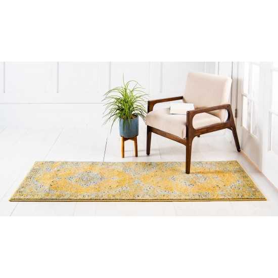 Rug Unique Loom Tradition Yellow Runner 2' 7 x 10' 0